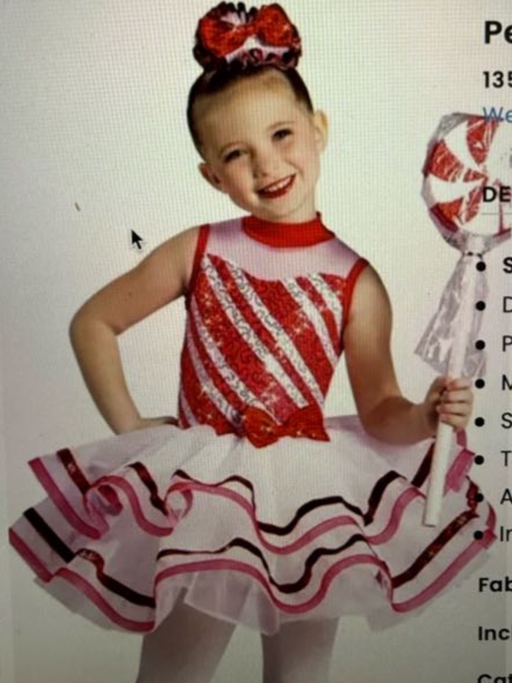 Peppermint Candy Canes
Girls Red Candy Stripe Dance Costume with Tutu